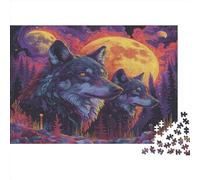 Wolves in The Moonlight Puzzle De 1000 Piezas, Puzzle para Adultos, Impossible Rompecabezas, Colorido Juego De Habilidad para Toda La Familia,Animal Patterns 1000pcs (75x50cm)