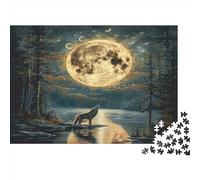 Wolves in The Moonlight Puzzle para Adultos 1000 Piezas Animal Patterns Puzzles para Niños Y Niños, Divertido Juego tivo para La Noche De Juegos En Familia.1000pcs (75x50cm)
