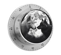 Wolves Love Under The Moon - Temporizadores visuales de animales salvajes para cocinar, temporizador mecánico de acero inoxidable, reloj de cuenta regresiva de 60 minutos con alarma fuerte, no