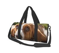 Wolves Love Under The Moon Wild Animal Bolsa de gimnasio redonda Bolsa de viaje Bolsa de deporte Bolsa de fitness Ideal para equipo de camping, viajes, almacenamiento y más - Basset Hound-Talla única,