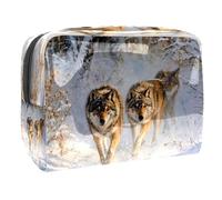 Wolves on Snow - Neceser para mujer, neceser de viaje, de PVC, organizador de maquillaje con cremallera, multicolor, 18.5x7.5x13cm/7.3x3x5.1in, Neceser