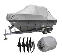 WOLWES 11-27ft Fundas para Barco Cubierta de Barco Impermeable Duradero 600D Oxford Tela Anti-UV Antipolvo con Hebilla Antiviento, con Bolsa,21to24FT: 732x300cm