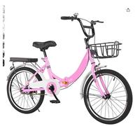 WOLWES Bicicleta Plegable Bicicleta Plegable para Adultos Bicicleta Plegable Ligera Acero al Carbono Altura Ajustable Bicicleta Plegable de Ciudad para Adolescentes Hombres Mujeres B,20in