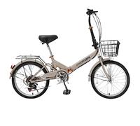 WOLWES Bicicleta plegable de montaña, bicicleta plegable de 6 velocidades, freno V, amortiguador de choque de acero de alto carbono, bicicleta portátil para adultos estudiantes B, 20 pulgadas