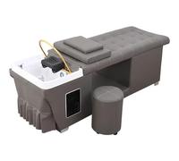 WOLWES Head Therapy Shampoo Bed Barber Shop - 40-Liter Dual-Performance Sink Flat-Laying Beauty Moxibustion Fumigation Bed, Intelligent Water Circulation & Head Treatment(Brown)