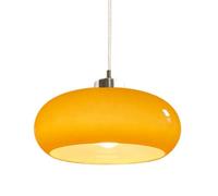 WOLWES Lámpara de techo de un solo cabezal con base E27,Accesorios de iluminación de montaje empotrado,Pantalla de lámpara colgante de vidrio con forma de caqui de estilo industrial japonés,Porche,KTV