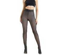 WomaKer Medias con forro polar para mujer, pantimedias de lana translúcidas para invierno, mallas ajustadas negras transparentes cálidas para mujer, medias translúcidas falsas térmicas
