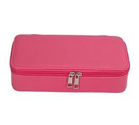 Womamaxsc Estuche para lápices de Gran Capacidad para niños, Bolsa para lápices de Cuero PU con Doble Compartimento y Bolsillo de Malla elástica para la Escuela, la Oficina y los Viajes; (Rosa roja)