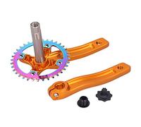 Womamaxsc ZK - 22 Conjunto de bielas de aleación de Aluminio de una Sola Velocidad, Brazo de biela Integral de 36T, Ligero y Duradero para Bicicletas de piñón Fijo y urbanas (Oro)