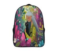 Woman And Her Gato Mochilas Escolar Impresos En 3D Estudiantes De Primaria Y Secundaria Bolsas 16 inch