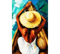 Woman in Boat Notebook: Palette Knife Art Lined Journal, 6 x 9 inches, 200 Pages