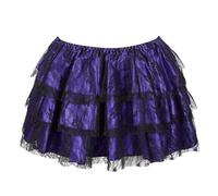 Woman Mini Skirt Steampunk Lace Tutu High Low Skirts Floral Mesh Tulle Layered Ruffled Dresses Vintage Dress(7006-Purple,6XL)