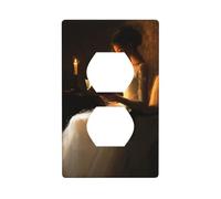 Woman Reading by The Candle Outlet Cover Light Switch Cover Decorative 1 Gang Wall Plate for Kitchen Room Bathroom Size 7x11.4cm
