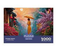 Woman Stands Under A Tree 1000 Pcs Cartón Rompecabezas Oriental Cityscape Imposible, Difícil Juego Familiar Puzzle para Adultos Y Niños 70x50cm/1000pcs