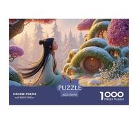Woman with Long Black Hair 1000 Piezas Papel Premium Rompecabezas Fantasy Cottage Meditativo Jigsaw Regalo Niños 70x50cm/1000pcs