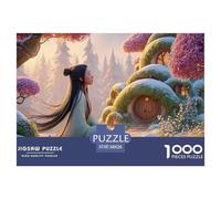 Woman with Long Black Hair 1000 Pzas Corte Preciso Rompecabezas Fantasy Cottage Familia Jigsaw Educativo Adultos 38x26cm/1000pcs