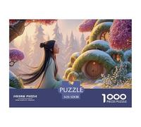 Woman with Long Black Hair 1000 Pzas Papel Premium Rompecabezas Fantasy Cottage Meditativo Jigsaw Regalo Niños 52x38cm/1000pcs