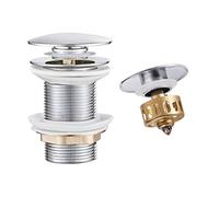 WOMAO Cromado Tapon Pop Up Lavabo sin Desbordamiento, Latón Desagüe Lavabo con Cesta de Colador, Click-Clack Válvula de Desagüe Emergente Universal