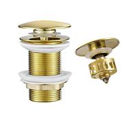 WOMAO Dorado Tapon Pop Up Lavabo sin Desbordamiento, Latón Desagüe Lavabo con Cesta de Colador, Click-Clack Válvula de Desagüe Emergente Universal