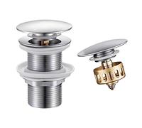 WOMAO Niquel Pulido Tapon Pop Up Lavabo sin Desbordamiento, Latón Desagüe Lavabo con Cesta de Colador, Click-Clack Válvula de Desagüe Emergente Universal