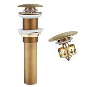 WOMAO Tapon Pop Up Lavabo Latón Antiguo, Retro Desagüe Lavabo Fregadero sin desbordamiento,Click-Clack Válvula de desagüe emergente con cesta de colador Universal