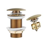 WOMAO Tapon Pop Up Lavabo Latón Antiguo, Retro Desagüe Lavabo Fregadero sin desbordamiento,Click-Clack Válvula de desagüe emergente con cesta de colador Universal