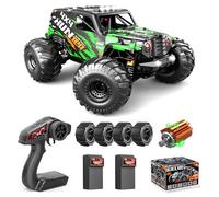 Womaqu Coche Teledirigido 1:14 4WD 40 KM/H RC Coche Radiocontrol 4x4 con 2 Baterías 7.4V 1300mAh, Neumáticos de Pala Extra y Jaula Antivuelco Completa, Regalo Ideal para Adultos y Niños