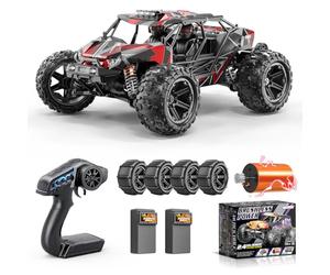 Womaqu Coche Teledirigido Adulto Brushless 1:14, RC Car 4WD Alta Velocidad Máxima 70 km/h con Jaula de Protección, 2 Baterías 2S LiPo y Doble Juego de Neumáticos, Compatible con 3S