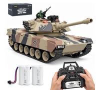 Womaqu Tanque RC M1A2 Abrams 1:18 con función de disparo BB, camuflaje del | Maniobras de conducción con luz, sonido y humo; torre giratoria, tubo teledirigido y dos baterías.
