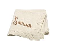 WOMB Manta bordada para bebé, manta de punto personalizada para bebé, regalo bordado para baby shower, manta para cochecito (80 x 100 cm, F)