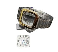 WOMELF Caja de reloj cuadrada de 38 mm con manecillas de esfera Accesorios de reloj de acero 316L Piezas de modificación plateadas/doradas compatibles con movimientos NH35 NH36 4R36 (Color : 1-sliver