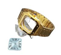 WOMELF Caja de reloj cuadrada de 38 mm con manecillas de esfera Accesorios de reloj de acero 316L Piezas de modificación plateadas/doradas compatibles con movimientos NH35 NH36 4R36 (Color : 2-gold l