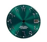 WOMELF Esfera de Reloj de 28,5mm, Esfera con números de Letras árabes, No Luminosa, Compatible con Movimiento NH35 NH36, esferas de Reloj, Piezas de Esfera árabe (Color : Green Dial)