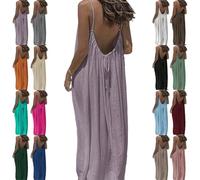 Women Backless Cami Dress,Casual Dresses for Women Sleeveless Backless Cami Dress for Summer Vacation (Purple,XL)