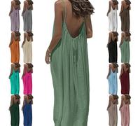 Women Backless Cami Dress,Casual Dresses for Women Sleeveless Backless Cami Dress for Summer Vacation (Light Green,4XL)