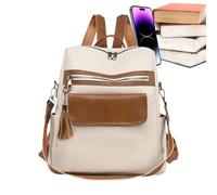 Women Bag Purse, Large Capacity Bookbag, Pu Leather Backpack, Tassel Zipper Detail, Multipurpose Storage Design, Ideal for School and Work Use, Black, Brown, Beige