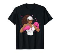 Women Black African American Fight Breast Cancer Pink Ribbon Camiseta