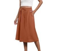 Women Boho Skirts Trendy Flowy Floral Midi Skirts with Pockets Lightweight Drawstring High Waisted Skirts Casual Everyday Maxi Skirt Summer Fall Elegant Skirt Clothes C-29