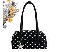 Women Bowler Tote Bag - PU Polyester 29x15x8cm 350g Retro Lazy Style Large Capacity Shoulder Hobo Bag Top Handle 25cm Casual Travel School Work Everyday Handbag For Women Fashion Use, Negro , Fare