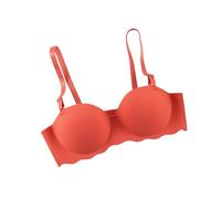 Women Bra Solid Color Multicolor Breathable Push Up Bra Adjustable Strap Underwear, Blue, DD(Orange,C)