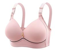 Women Bra Without Steel Ring Comfortable Breathable Ruffle Lingerie Non Thin Cup Smooth Text, Pink, D(Black,DD)