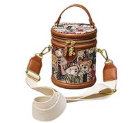 Women Bucket Purses - PU Leather Adjustable Retro Bear Small Pouch Use