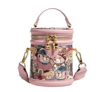 Women Bucket Purses PU Leather - Adjustable Retro Bear Small Pouch Women