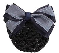 Women Bun Net Female Flight Attendant Bow Hair Clip Mesh