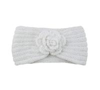 Women Camellia Flower Knitted Headbands Autumn Winter Crochet Head Wrap Wide Hairband Turban Outdoor Ear Warmers(Color 2)