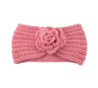 Women Camellia Flower Knitted Headbands Autumn Winter Crochet Head Wrap Wide Hairband Turban Outdoor Ear Warmers(Color 3)