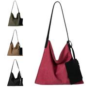 Women Canvas Shoulder Bag, Large Capacity Slouchy Retro Handbags with Mini Purse, Fashion Relaxed Hobo Casual Underarm Bag