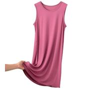 Women Casual Dress Home Sleeveless Round Neck Spring Summer(Hot Pink,3XL)
