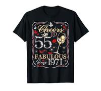 Women Cheers To 55 Fabulous Since 1971 55th Birthday Queen Camiseta