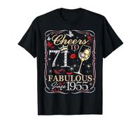 Women Cheers To 71 Fabulous Since 1955 71st Birthday Queen Camiseta
